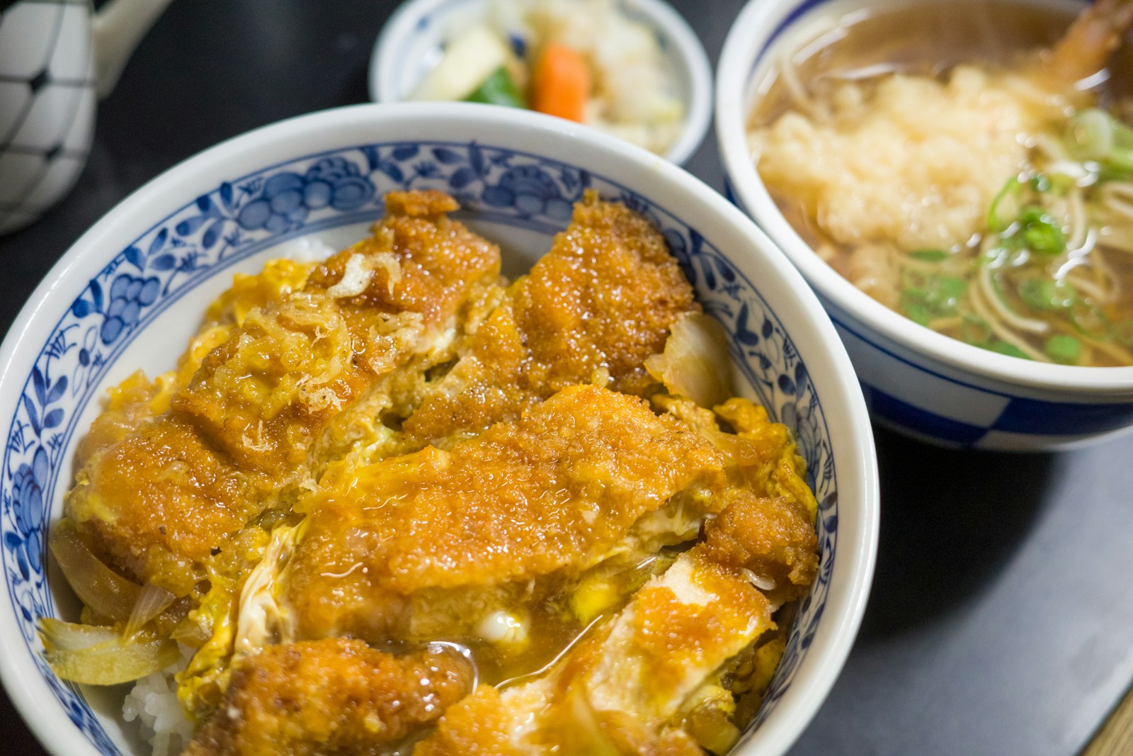 a close up of a bowl of food on a table